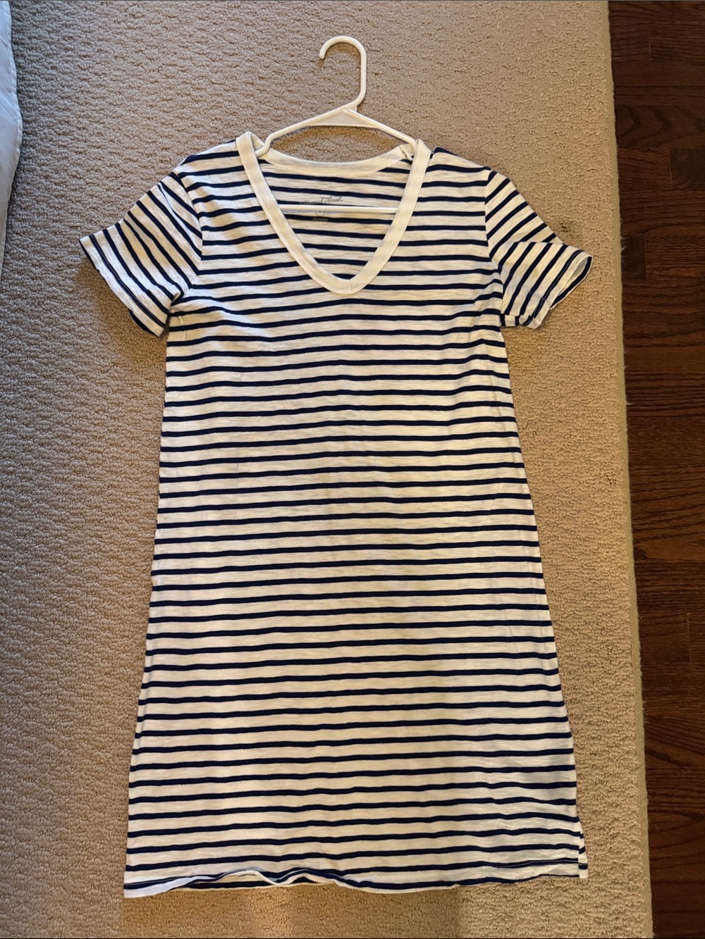 Universal Thread Navy and White Striped V-Neck Casual Dress